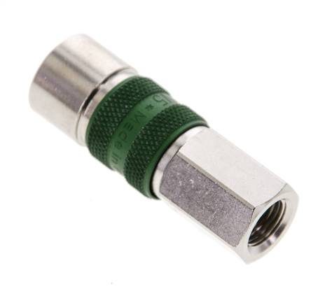 Laiton nickelé Coupleur pneumatique DN 5 codé vert Douille G 1/8 pouce Femelle