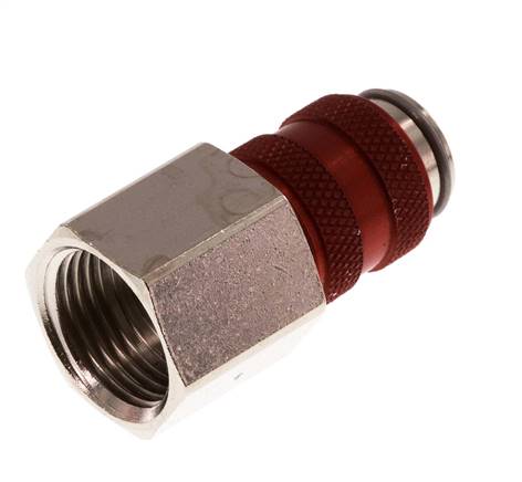 Laiton nickelé DN 5 Coupleur d'air rouge Douille G 3/8 pouce femelle Double obturation