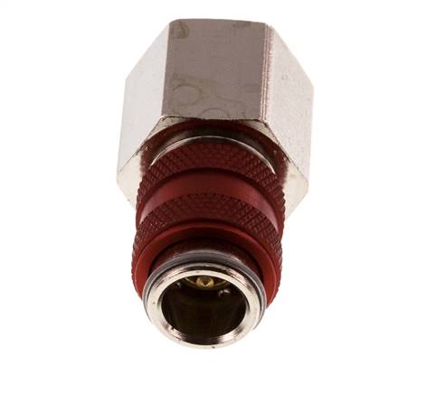 Laiton nickelé DN 5 Coupleur d'air rouge Douille G 3/8 pouce femelle Double obturation