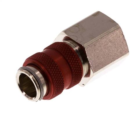 Laiton nickelé DN 5 Coupleur d'air rouge Douille G 3/8 pouce femelle Double obturation