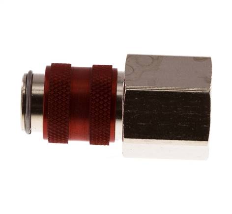 Laiton nickelé DN 5 Coupleur d'air rouge Douille G 3/8 pouce femelle Double obturation