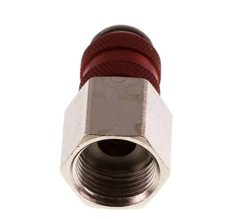 Laiton nickelé DN 5 Coupleur d'air rouge Douille G 3/8 pouce femelle Double obturation