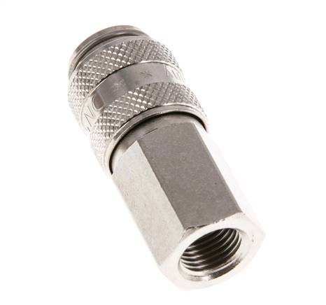 Laiton nickelé DN 5 Air Coupling Socket G 1/8 inch Female Double Shut-Off