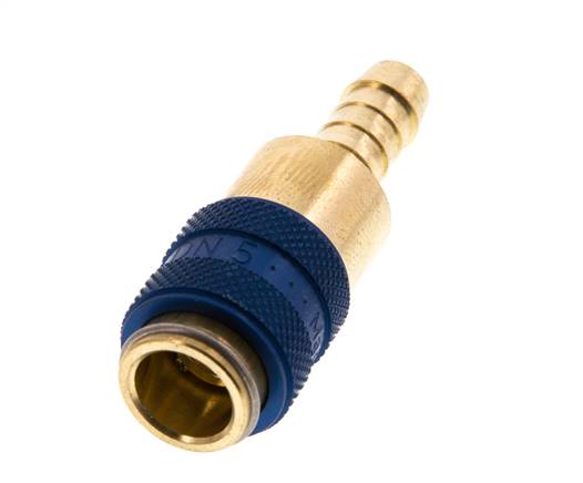 Laiton DN 5 Blue Air Coupling Socket 6 mm Hose Pillar