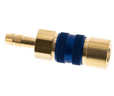 Brass DN 5 Blue-Coded Air Coupling Socket 6 mm Hose Pillar
