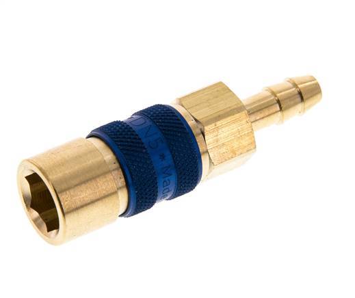 Manchon d'accouplement d'air en laiton DN 5 à code bleu Pilier de tuyau de 6 mm