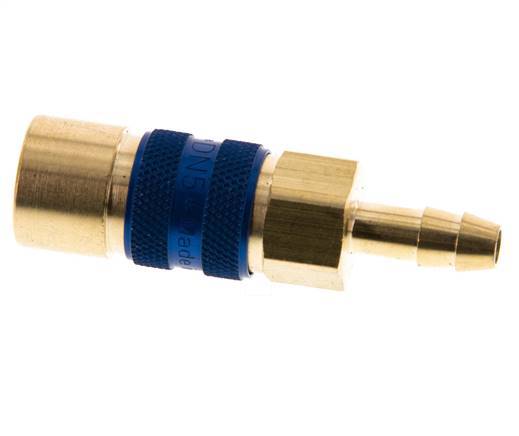 Manchon d'accouplement d'air en laiton DN 5 à code bleu Pilier de tuyau de 6 mm