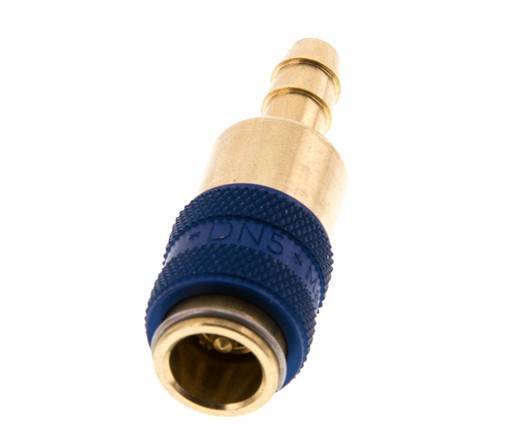 Laiton DN 5 Bleu Douille de raccord d'air 6 mm Colonne de tuyau Double obturation