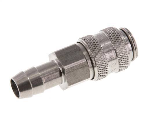 Stainless steel DN 5 Air Coupling Socket 9 mm Hose Pillar Double Shut-Off
