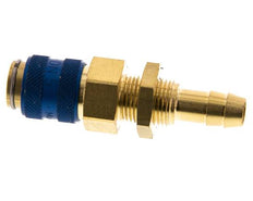 Laiton DN 5 Blue Air Coupling Socket 8 mm Hose Pillar Bulkhead