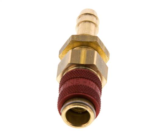 Laiton DN 5 Red Air Coupling Socket 8 mm Hose Pillar Bulkhead
