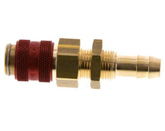 Laiton DN 5 Red Air Coupling Socket 8 mm Hose Pillar Bulkhead