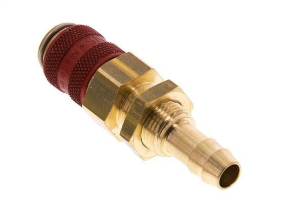 Laiton DN 5 Red Air Coupling Socket 8 mm Hose Pillar Bulkhead