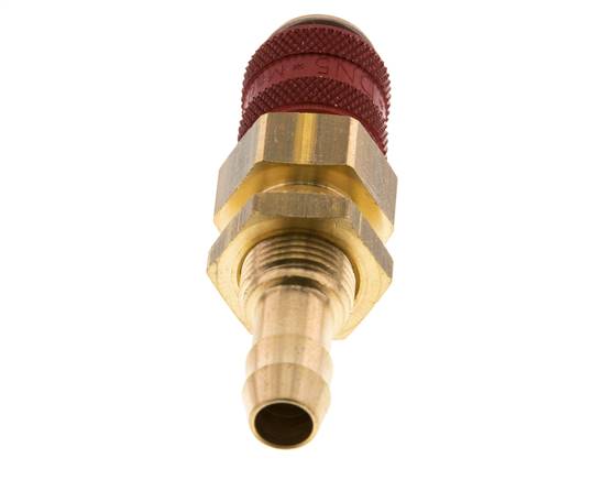 Laiton DN 5 Red Air Coupling Socket 8 mm Hose Pillar Bulkhead