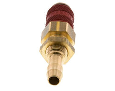 Laiton DN 5 Red Air Coupling Socket 8 mm Hose Pillar Bulkhead