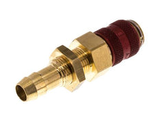 Laiton DN 5 Red Air Coupling Socket 9 mm Hose Pillar Bulkhead Double Shut-Off