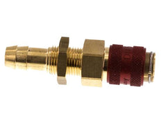 Laiton DN 5 Red Air Coupling Socket 9 mm Hose Pillar Bulkhead Double Shut-Off