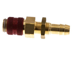 Laiton DN 5 Red Air Coupling Socket 9 mm Hose Pillar Bulkhead Double Shut-Off
