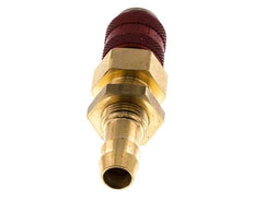 Laiton DN 5 Red Air Coupling Socket 9 mm Hose Pillar Bulkhead Double Shut-Off