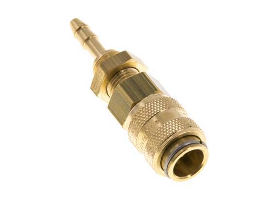 Brass DN 5 Air Coupling Socket 4 mm Hose Pillar Bulkhead Double Shut-Off