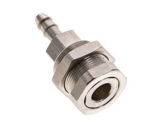 Laiton nickelé DN 5 Coupleur d'air Douille 6 mm Colonne de tuyau Bulkhead Pull-Off