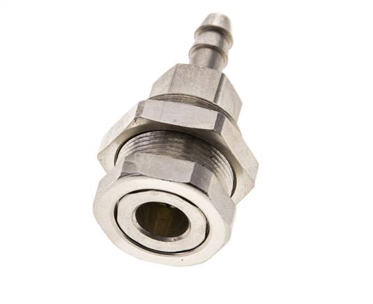 Laiton nickelé DN 5 Coupleur d'air Douille 6 mm Colonne de tuyau Bulkhead Pull-Off
