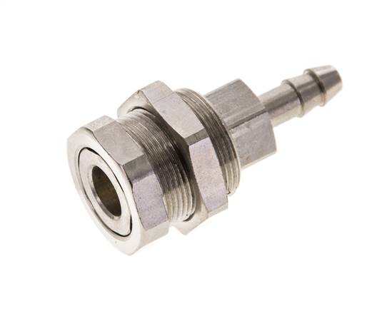 Laiton nickelé DN 5 Coupleur d'air Douille 6 mm Colonne de tuyau Bulkhead Pull-Off