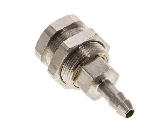 Laiton nickelé DN 5 Coupleur d'air Douille 6 mm Colonne de tuyau Bulkhead Pull-Off