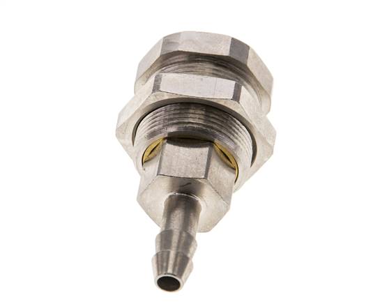 Laiton nickelé DN 5 Coupleur d'air Douille 6 mm Colonne de tuyau Bulkhead Pull-Off