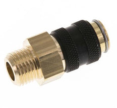 Brass DN 5 Black Air Coupling Socket G 1/4 inch Male Double Shut-Off
