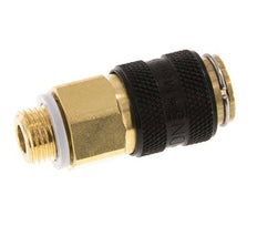 Laiton DN 5 Noir Air Coupling Socket G 1/8 inch Male Double Shut-Off