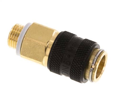 Laiton DN 5 Noir Air Coupling Socket G 1/8 inch Male Double Shut-Off