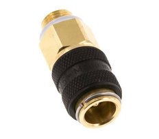 Laiton DN 5 Noir Air Coupling Socket G 1/8 inch Male Double Shut-Off