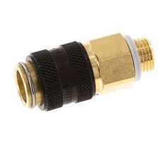 Laiton DN 5 Noir Air Coupling Socket G 1/8 inch Male Double Shut-Off