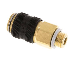 Laiton DN 5 Noir Air Coupling Socket G 1/8 inch Male Double Shut-Off