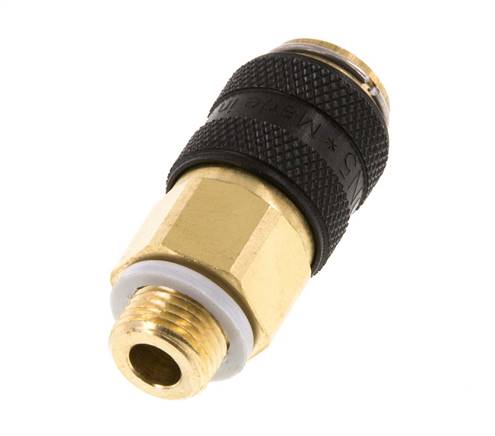 Laiton DN 5 Noir Air Coupling Socket G 1/8 inch Male Double Shut-Off