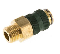 Brass DN 5 Green Air Coupling Socket G 1/4 inch Male Double Shut-Off