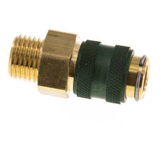 Brass DN 5 Green Air Coupling Socket G 1/4 inch Male Double Shut-Off