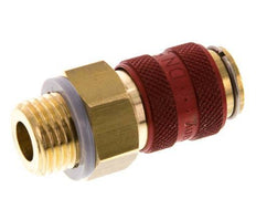 Coupleur pneumatique DN 5 rouge en laiton Douille G 1/4 pouce Mâle