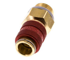 Coupleur pneumatique DN 5 rouge en laiton Douille G 1/4 pouce Mâle