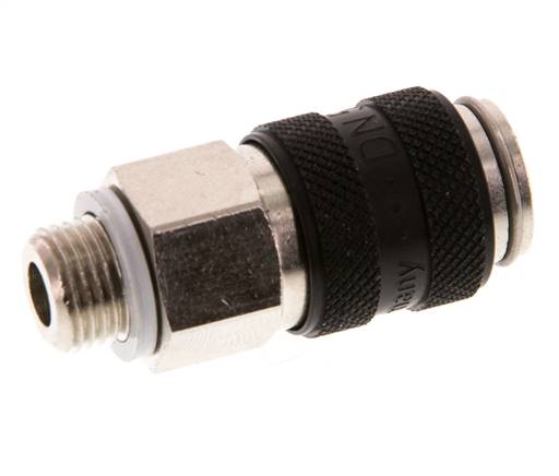 Laiton nickelé DN 5 Noir Air Coupling Socket G 1/8 inch Male Double Shut-Off