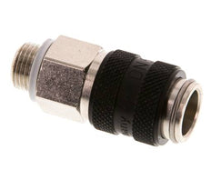 Laiton nickelé DN 5 Noir Air Coupling Socket G 1/8 inch Male Double Shut-Off
