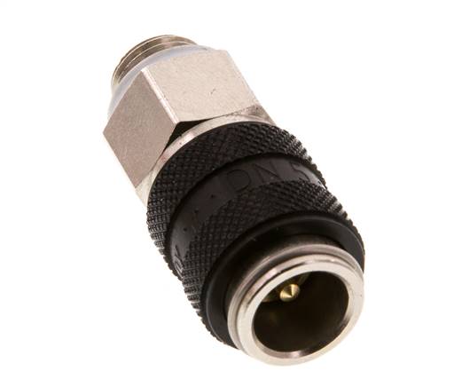 Laiton nickelé DN 5 Noir Air Coupling Socket G 1/8 inch Male Double Shut-Off