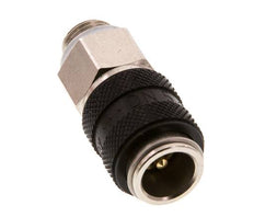 Laiton nickelé DN 5 Noir Air Coupling Socket G 1/8 inch Male Double Shut-Off