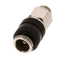 Laiton nickelé DN 5 Noir Air Coupling Socket G 1/8 inch Male Double Shut-Off