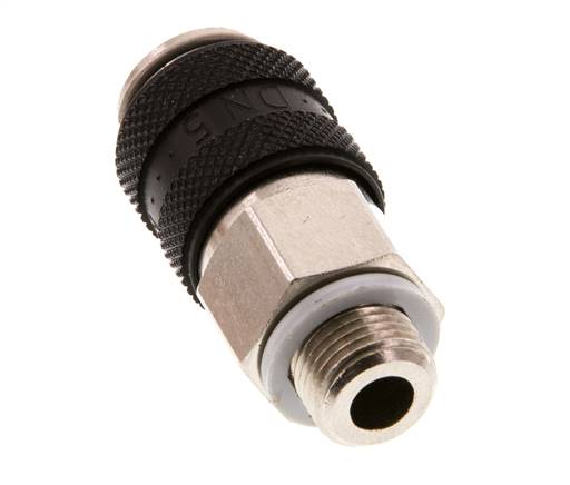 Laiton nickelé DN 5 Noir Air Coupling Socket G 1/8 inch Male Double Shut-Off