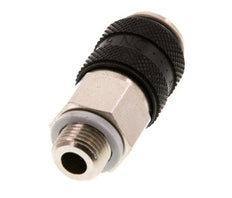Laiton nickelé DN 5 Noir Air Coupling Socket G 1/8 inch Male Double Shut-Off