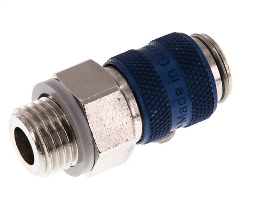 Laiton nickelé Coupleur pneumatique DN 5 bleu Douille G 1/4 pouce Mâle