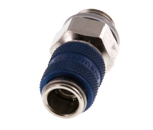Laiton nickelé Coupleur pneumatique DN 5 bleu Douille G 1/4 pouce Mâle