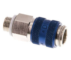 Laiton nickelé DN 5 Blue Air Coupling Socket G 1/8 inch Male Double Shut-Off